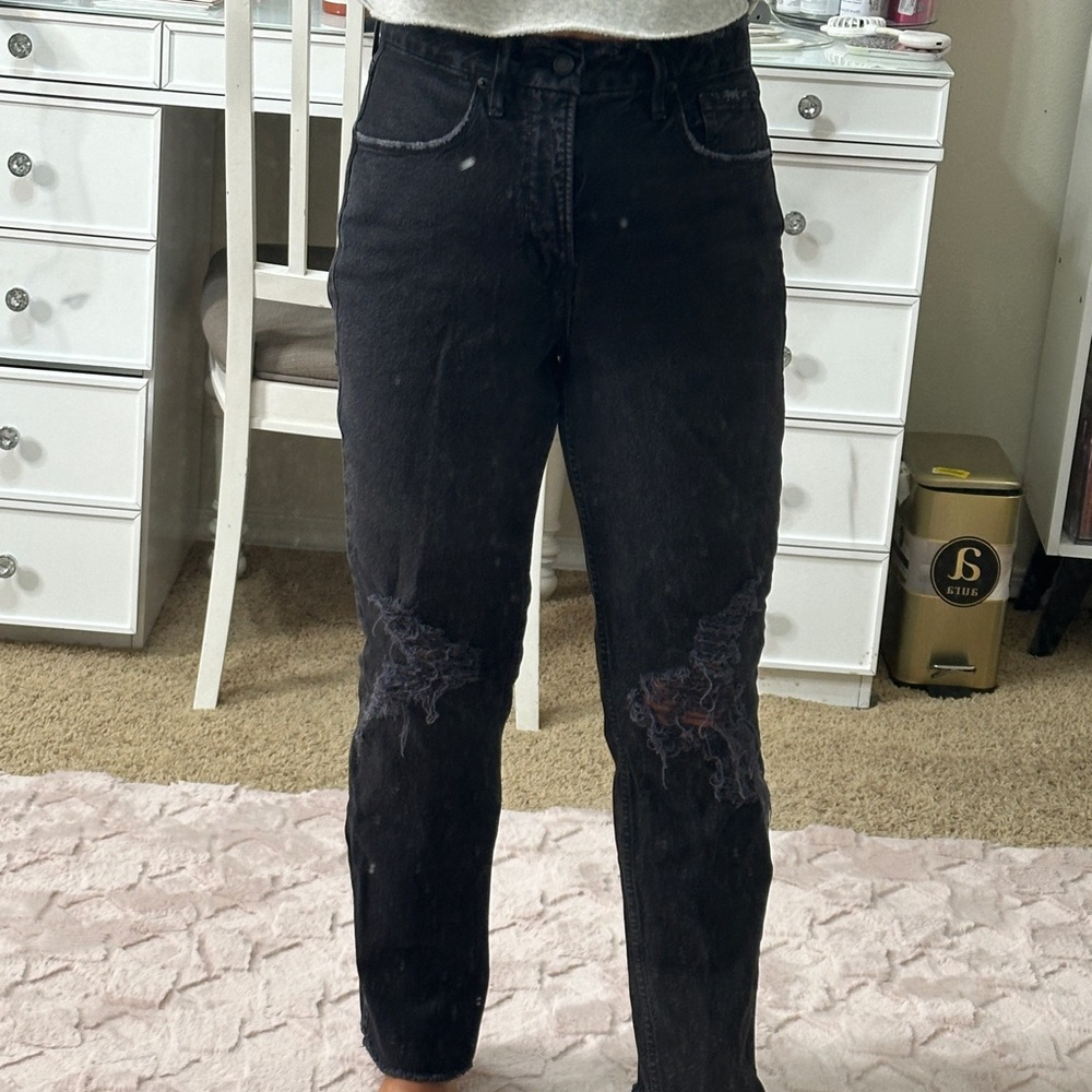 Good American good legs black Distressed Straight Jeans